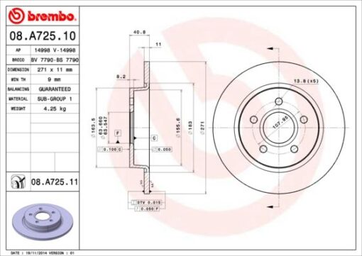 Arka Fren Dısk Aynası Focus Iıı 11>17 271x11x63.5x41x5dl - BV612A315BA-1704765