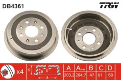 Fren Kampanası Arka Fıat Grande Punto 05> Punto 12> Punto Evo 09>12 Opel Corsa D 06>14 Adam 12>19 203.2 / 47 Mm - 55701379-55703042-51840909