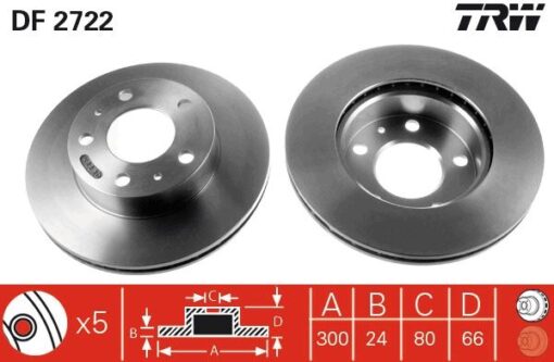 Ön Fren Aynası Fıat Ducato 94>14 Peugeot Boxer 94>14 Cıtroen Jumper 94>14 Karsan Jest 98> 300x24x5delik - 4249.H2-4246.K2-51728378-71739637