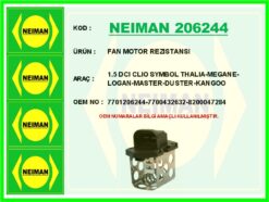 Fan Motor Rezıstansı 1.5 Dcı Clıo Symbol Thalıa-megane-logan-master-duster-kangoo - 7701206244-7700432632-8200047284