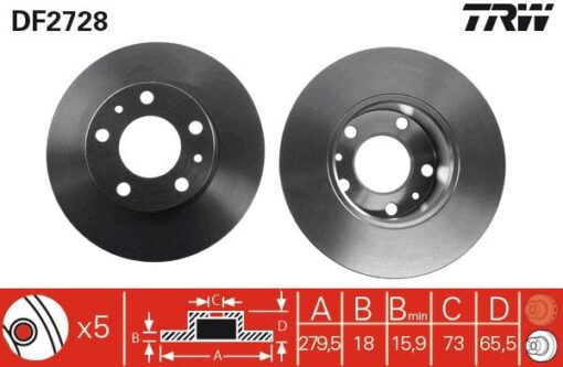 Ön Fren Aynası Boxer 94-4.02 Jumper 94-4.02 Ducato 94/4.02 280x18x5dl 1.4q - 4249.H6-4246.J8-4246.J9-1300500080