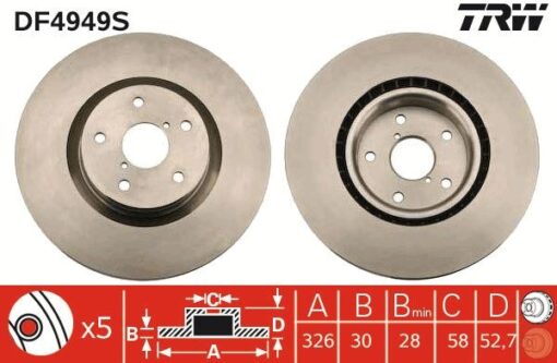 Ön Fren Aynası Adet Subaru Impreza 05> 326x30x28xhavalı - 26300FE070