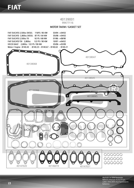 Motor Takım Contası Skc Siz Keçesiz Ducato-ıveco Daıly-master 2.5d-td-2.8dtı S8u-s9u-s9w 1 Motor Takım Contası Skc Siz Keçesiz Ducato-ıveco Daıly-master 2.5d-td-2.8dtı S8u-s9u-s9w