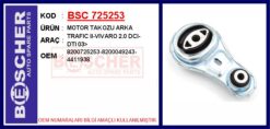 Motor Takozu Arka Renault Trafıc Iı 06> Opel Vivaro 06> 2.0dci 2.5dci - 8200725253-8200049243-4411938
