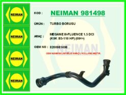 Turbo Borusu Renault Megane Iıı 09> Fluence 09> 1.5dci K9k 85-110 Ps - 8200981498