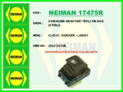 Cam Açma Anahtarı Teklı On Sag 6 Fıslı Clıo Iv - Dokker - Lodgy - 254217475R