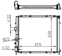 Motor Su Radyatörü Renault Kangoo 97> 1.9d Klimasız Mek 480x433x34 - 8200747214-7701352898-7700312858