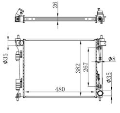 Radyatör Brazing Accent Blue 1.6 Crdi -i20-kıa Rıo Dizel 11 > Otom. 480x382x26 - 253101R350