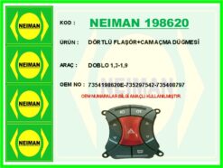 Dörtlü Flaşör Cam Açma Düğmesi Fıat Doblo 01> - 735297542-735408797