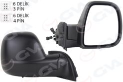 Dış Dikiz Aynası Sağ Partner-berlıngo 12-18 Elektrikli Desenli Rezistanslı Sensörlü - 96777550XT